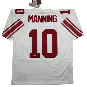 Autographed/Signed Eli Manning New York Giants White Mitchell & Ness Authentic Football Jersey Fanatics COA