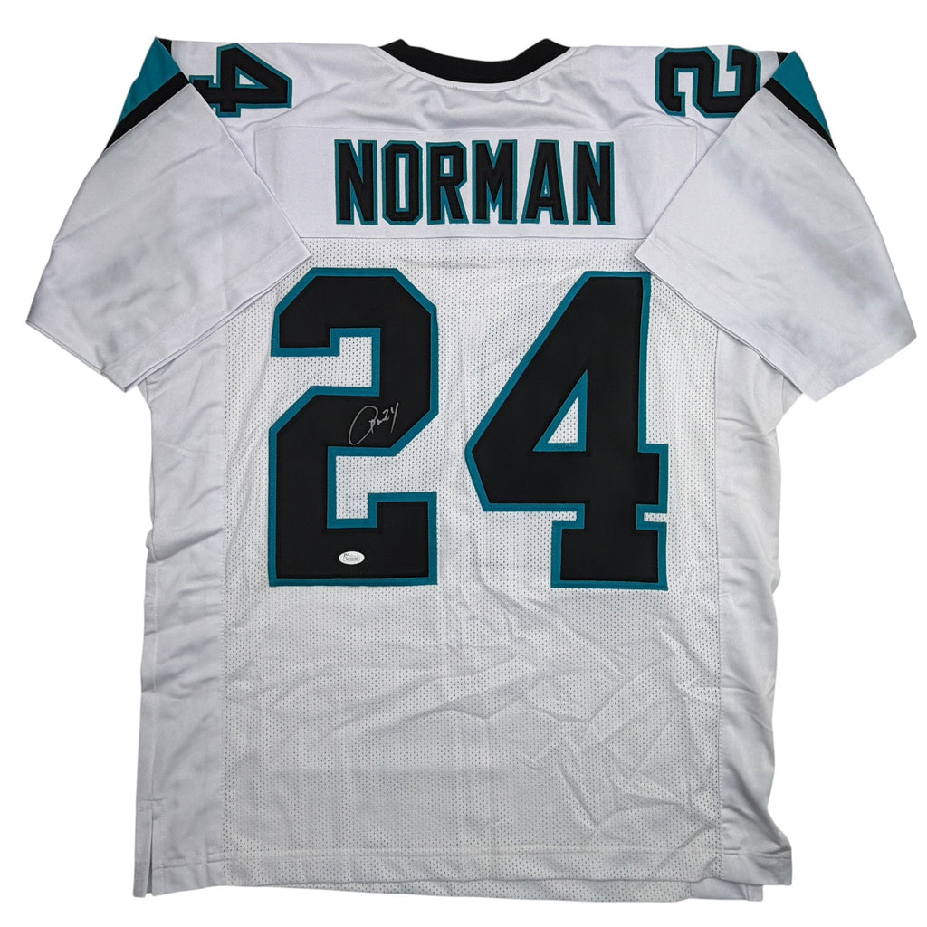 Autographed/Signed Josh Norman Carolina White Football Jersey JSA COA
