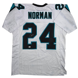 Autographed/Signed Josh Norman Carolina White Football Jersey JSA COA