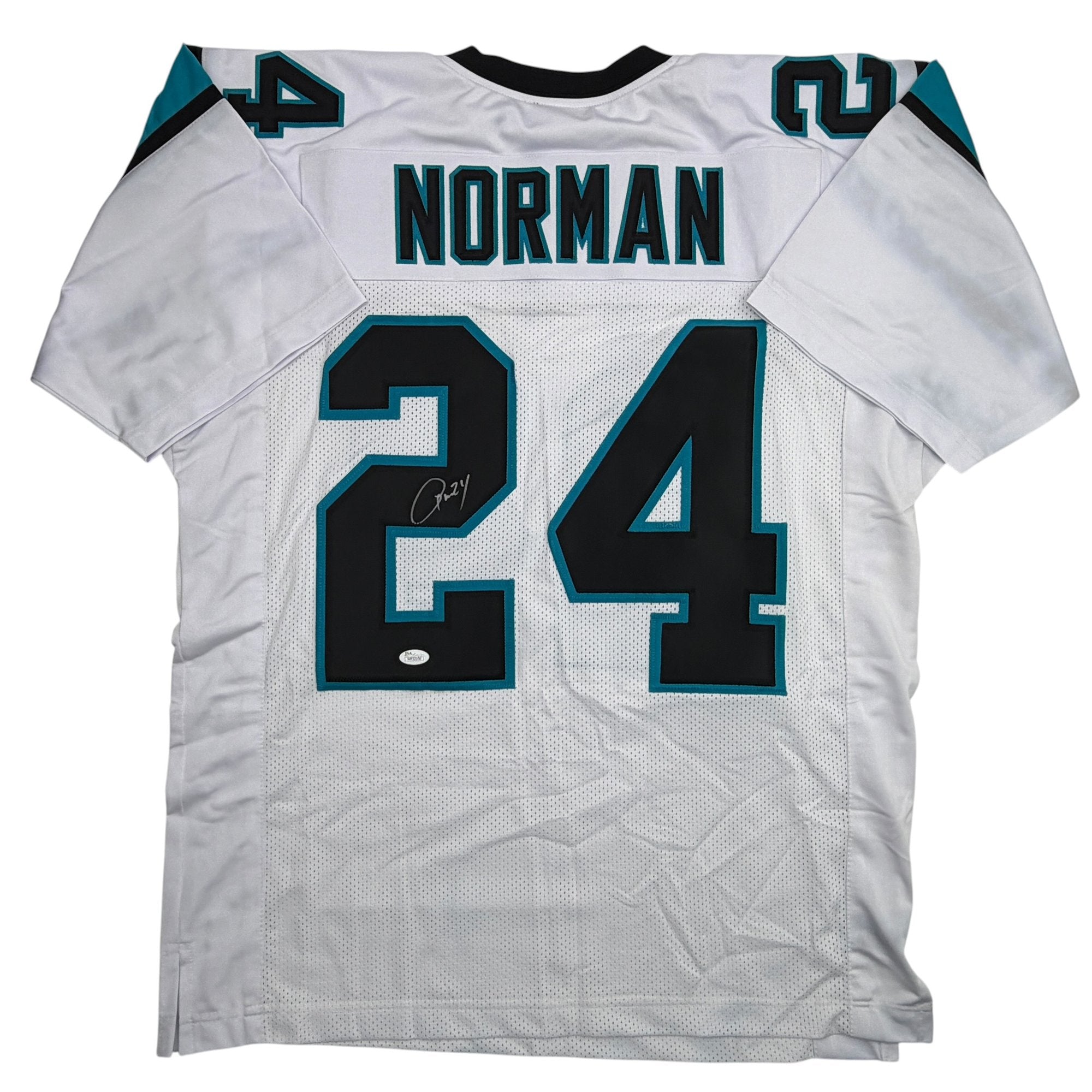 Autographed/Signed Josh Norman Carolina White Football Jersey JSA COA