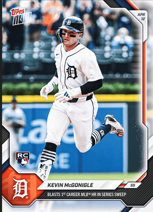 2026 Topps Now Kevin McGonigle #75 Blasts 1st Career MLB HR in Series Sweep Detroit Tigers Rookie RC Baseball Card