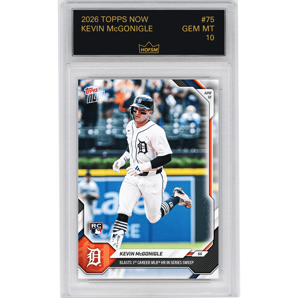 Graded 2026 Topps Now Kevin McGonigle #75 Blasts 1st Career MLB HR in Series Sweep Detroit Tigers Rookie RC Baseball Card HOFSM 10 Gem Mint