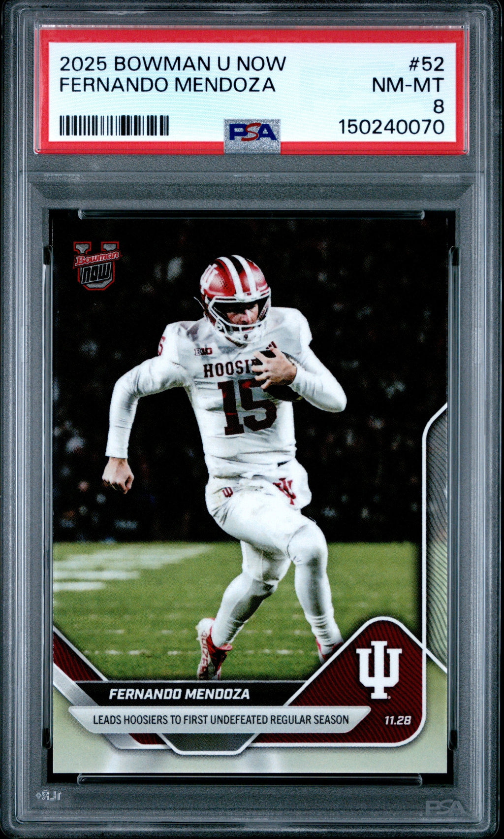 Graded 2025 Topps Bowman U Now Fernando Mendoza #52 Rookie RC Football Card PSA 8 Near Mint