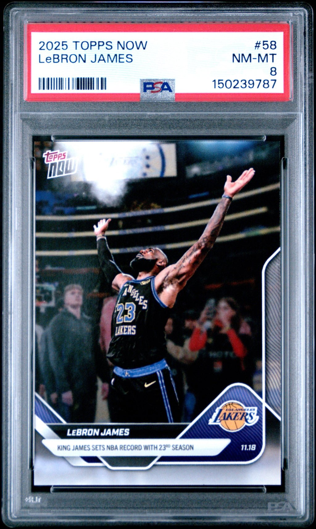 Graded 2025 Topps Now LeBron James #58 Basketball Card PSA 8 Near Mint