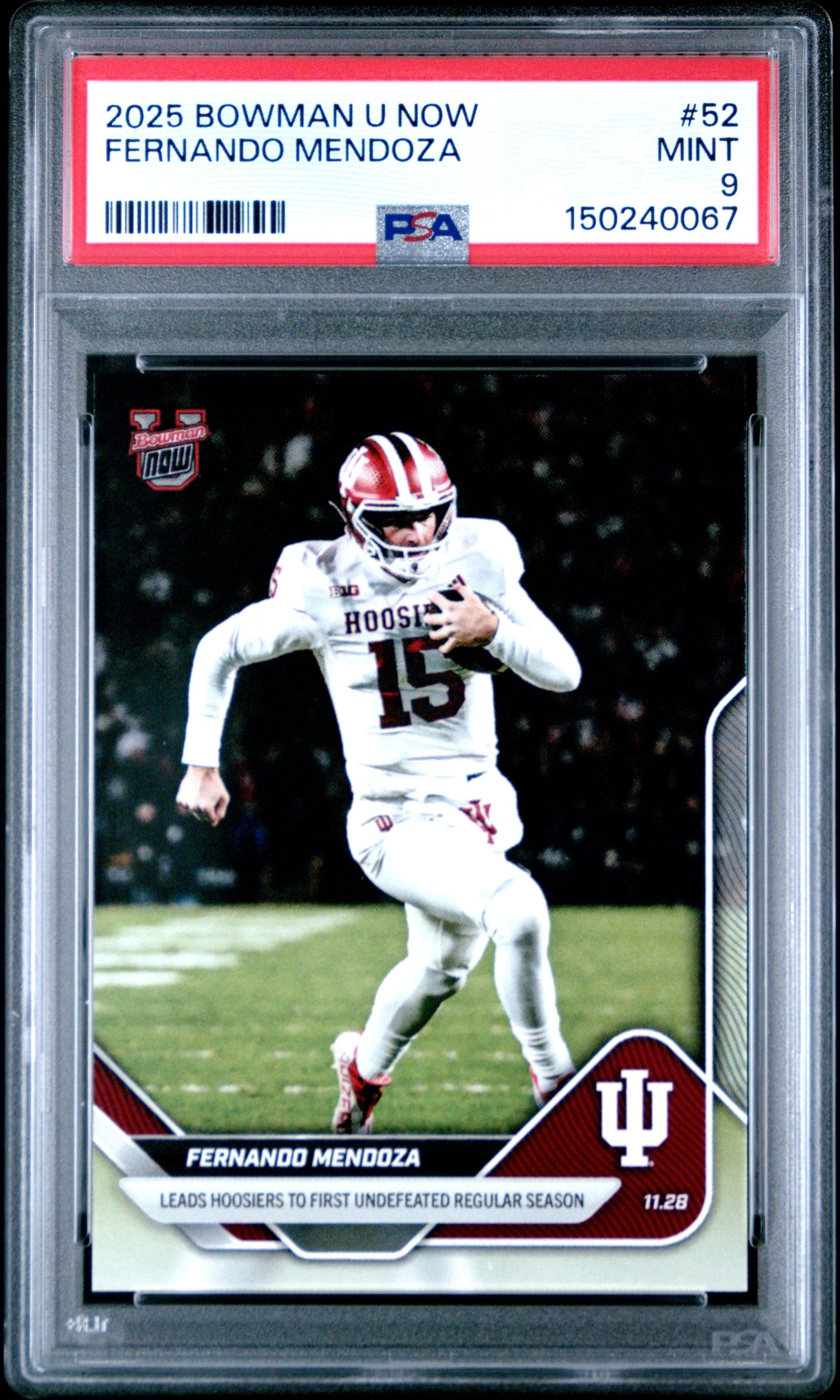 Graded 2025 Topps Bowman U Now Fernando Mendoza #52 Rookie RC Football Card PSA 9 Mint