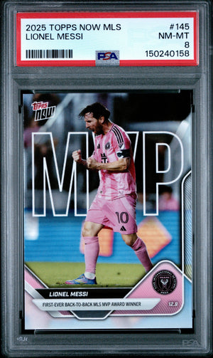 Graded 2025 Topps Now Lionel Messi #145 Soccer Card PSA 8 Near Mint