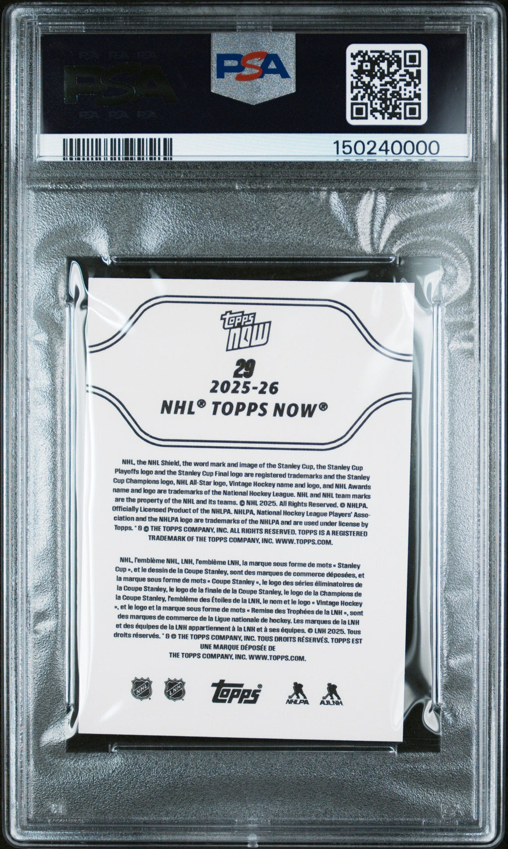 Graded 2025 Topps Now Alex Ovechkin #29 Hockey Card PSA 10 Gem Mint