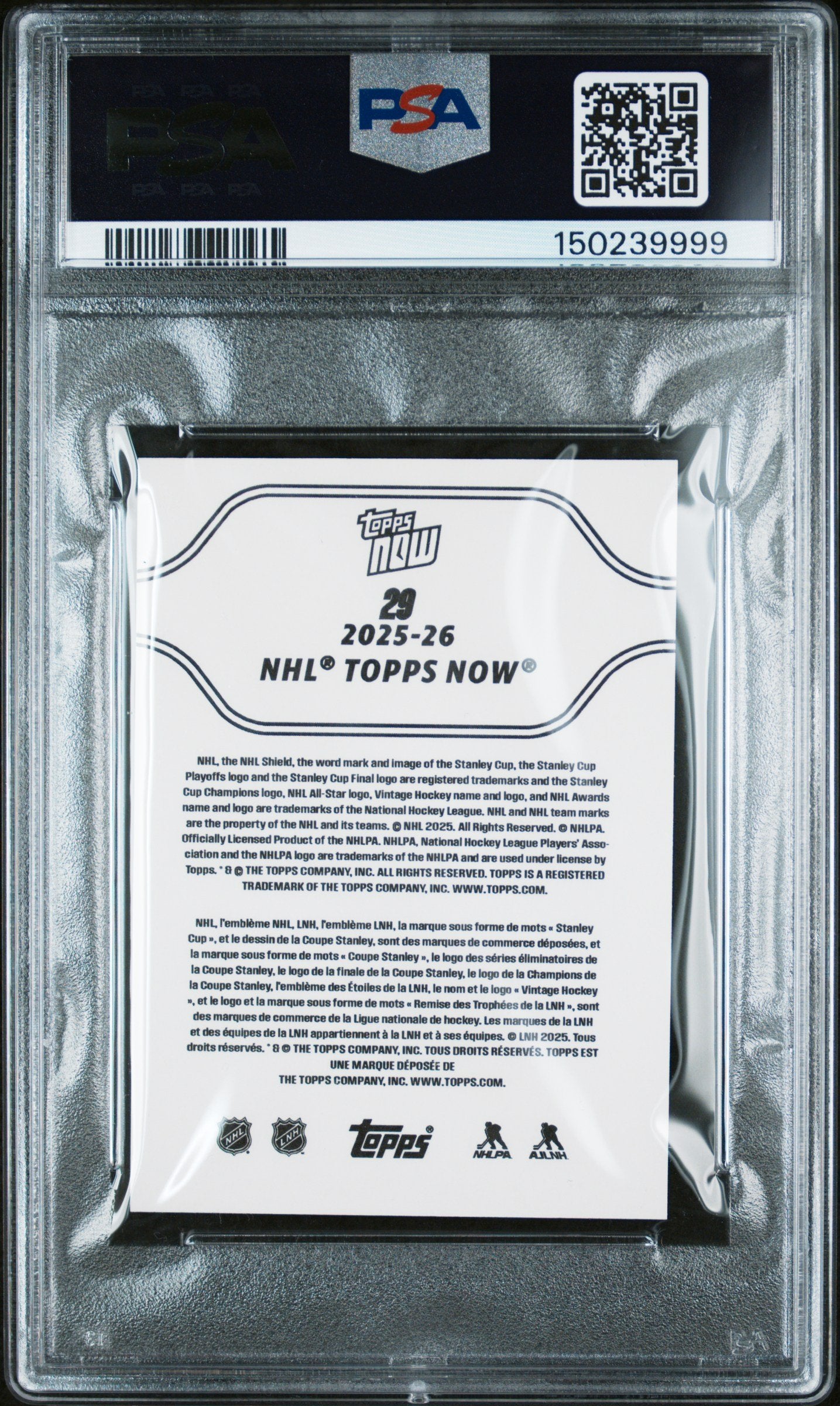Graded 2025 Topps Now Alex Ovechkin #29 Hockey Card PSA 9 Mint