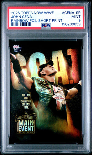 Graded 2025 Topps Now John Cena #CENA-SP Rainbow Foil Wrestling Card PSA 9 Mint