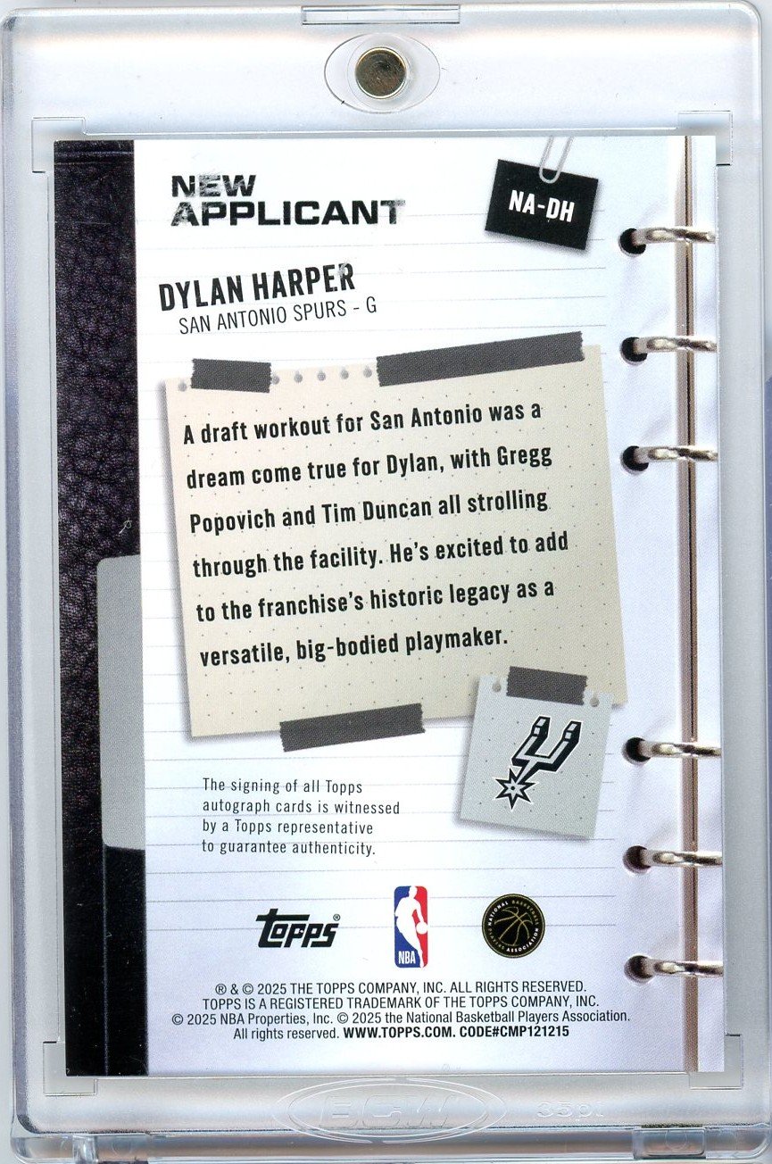 2025 Topps Dylan Harper #NADH New Applicant Holo Foil Auto Rookie RC Basketball Card