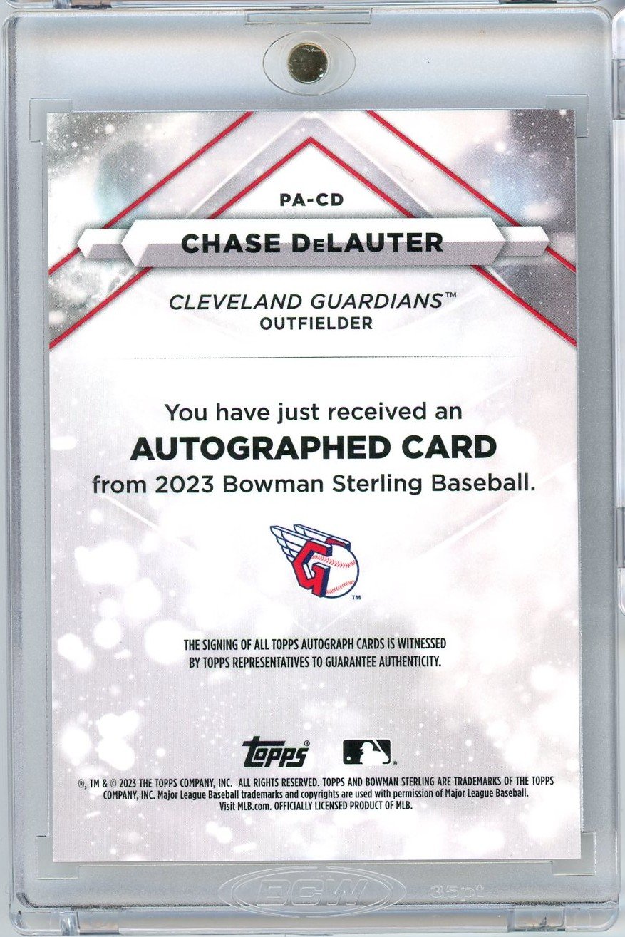 2023 Bowman Sterling Chase DeLauter #PACD Auto Rookie RC Baseball Card