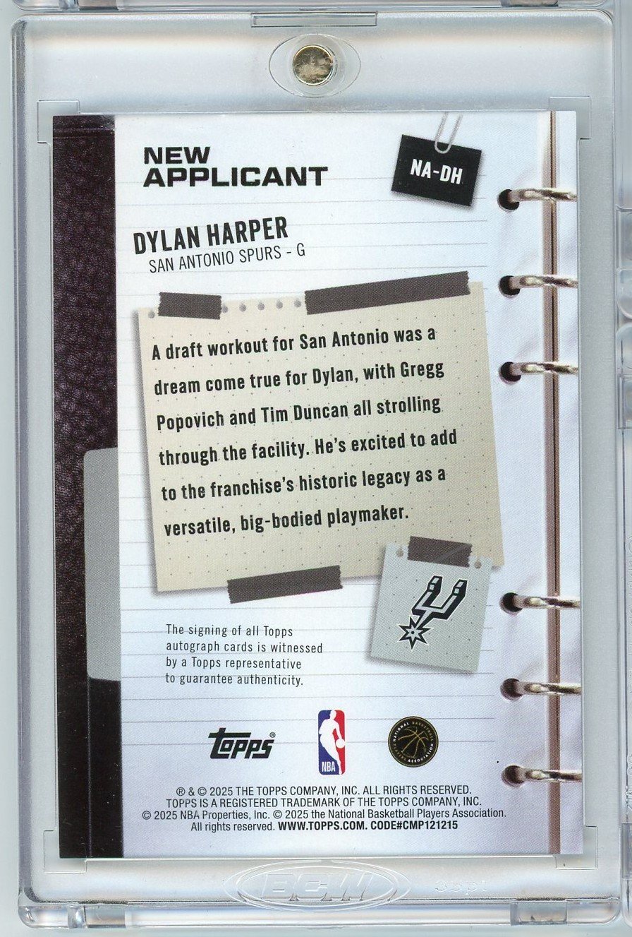 2025 Topps Dylan Harper #NADH New Applicant Auto Rookie RC Basketball Card
