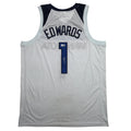 Autographed/Signed Anthony Edwards Minnesota White #1 Basketball Jersey Beckett BAS COA
