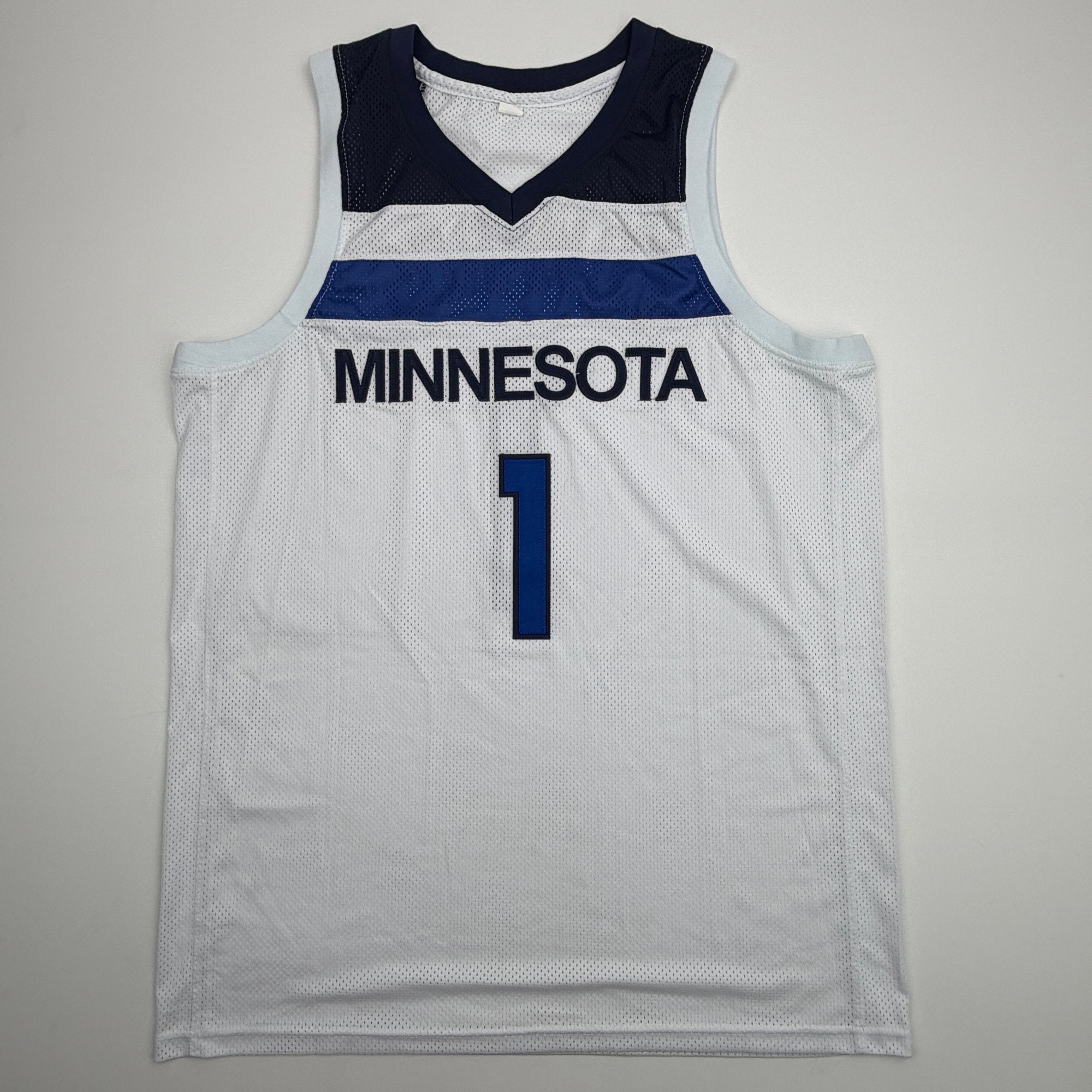 Autographed/Signed Anthony Edwards Minnesota White #1 Basketball Jersey Beckett BAS COA