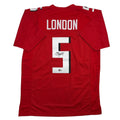 Autographed/Signed Drake London Atlanta Red Football Jersey Beckett BAS COA