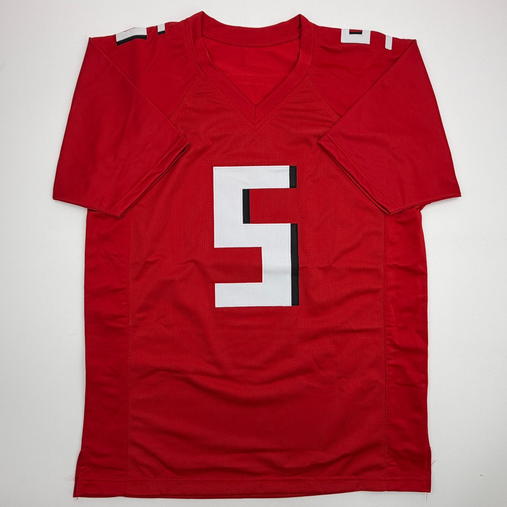 Autographed/Signed Drake London Atlanta Red Football Jersey Beckett BAS COA