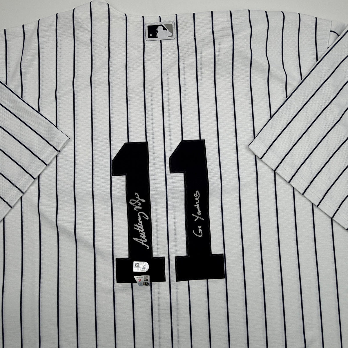 Autographed/Signed Anthony Volpe New York Yankees Pinstripe Authentic Baseball Jersey Fanatics & MLB COA