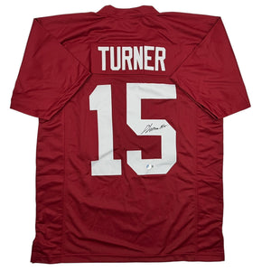 Autographed/Signed Dallas Turner Alabama Red College Football Jersey Beckett BAS COA