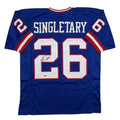 Autographed/Signed Devin Singletary New York Blue Retro Football Jersey Beckett BAS COA