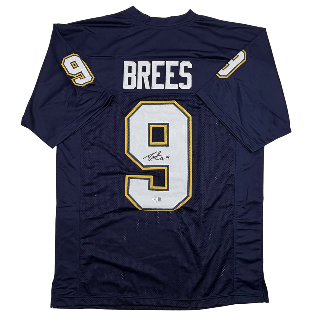 Autographed/Signed Drew Brees Los Angeles San Diego Navy Blue Football Jersey Beckett BAS COA