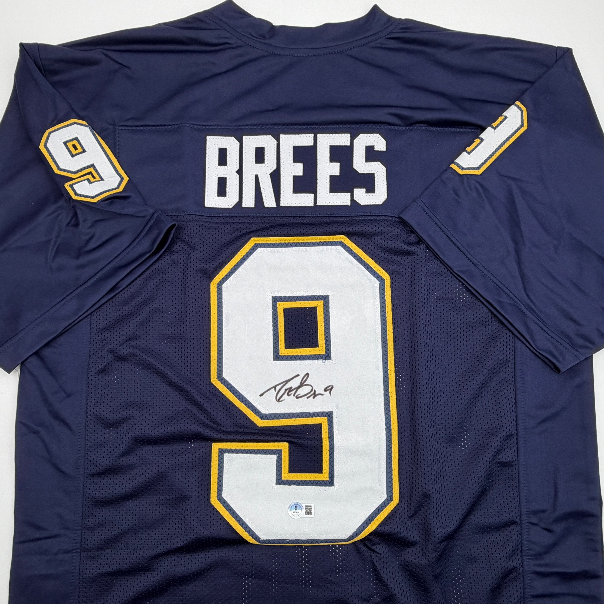 Autographed/Signed Drew Brees Los Angeles San Diego Navy Blue Football Jersey Beckett BAS COA
