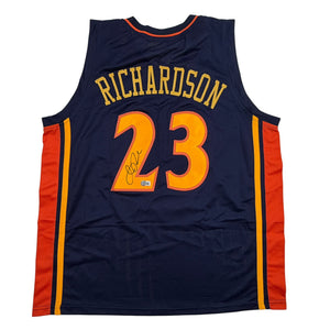 Autographed/Signed Jason Richardson Golden State Navy Blue Basketball Jersey Beckett BAS COA