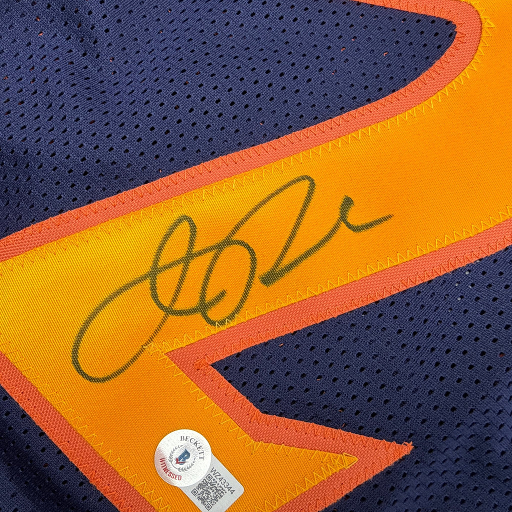 Autographed/Signed Jason Richardson Golden State Navy Blue Basketball Jersey Beckett BAS COA
