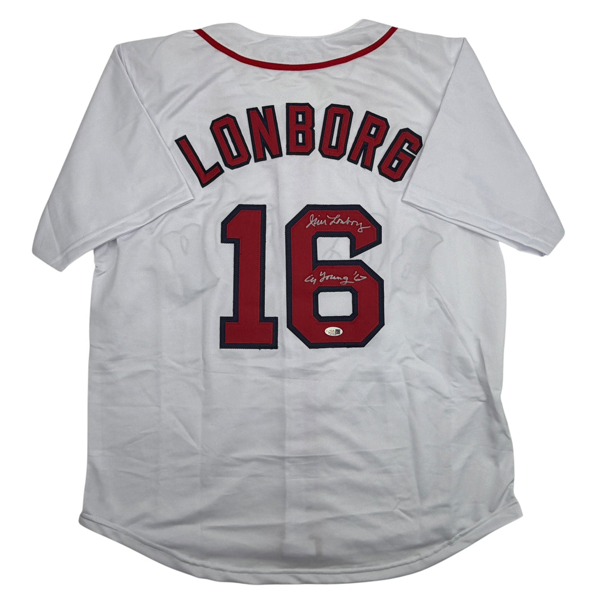 Autographed/Signed Jim Lonborg Cy Young 67 Boston White Baseball Jersey JSA COA