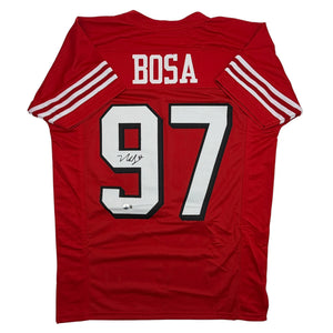 Autographed/Signed Nick Bosa San Francisco Red Alternate Football Jersey Beckett BAS COA