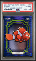 Graded 2024 Topps Chrome Disney Marlin #106 Purple & Green Pulsar #/150 Finding Nemo Trading Card PSA 10 Gem Mint