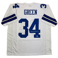 Autographed/Signed Cornell Green Dallas White Football Jersey Beckett BAS COA
