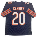Autographed/Signed Mark Carrier "90 DROY" Chicago Blue Football Jersey JSA COA