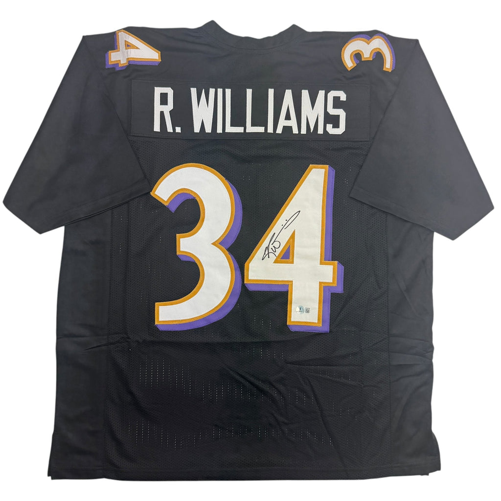 Autographed/Signed Ricky Williams Baltimore Black Football Jersey Beckett BAS COA