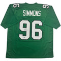 Autographed/Signed Clyde Simmons Philadelphia Kelly Green Football Jersey Beckett BAS COA