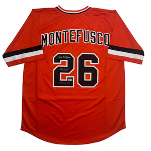 Autographed/Signed John Montefusco 1975 NL ROY San Francisco Orange Baseball Jersey Beckett BAS COA