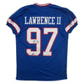 Autographed/Signed Dexter Lawrence II New York Blue Retro Pro Cut Football Jersey Beckett BAS COA