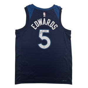 Autographed/Signed Anthony Edwards Minnesota Timberwolves Blue #5 Authentic Basketball Jersey PSA/DNA COA