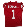 Autographed/Signed Ricky Pearsall San Francisco Red Pro Cut Football Jersey Beckett BAS COA