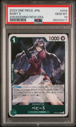 Graded 2023 One Piece JP Baby 5 034 Japanese Awakening of the New Era Trading Card Game PSA 10 Gem Mint