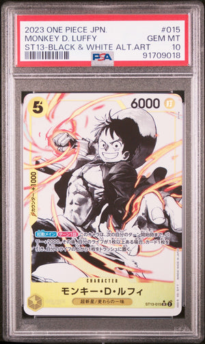 Graded 2023 One Piece Japanese Monkey D Luffy #015 ST13 Trading Card Game PSA 10 Gem Mint