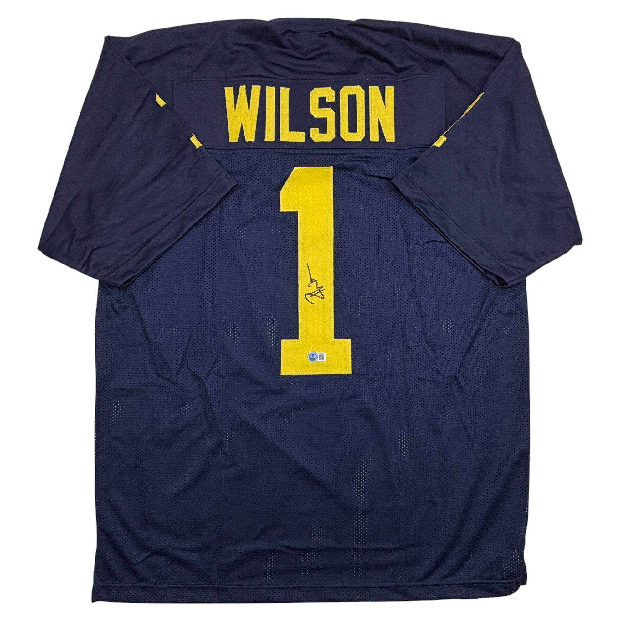 Autographed/Signed Roman Wilson Michigan Blue College Football Jersey Beckett BAS COA