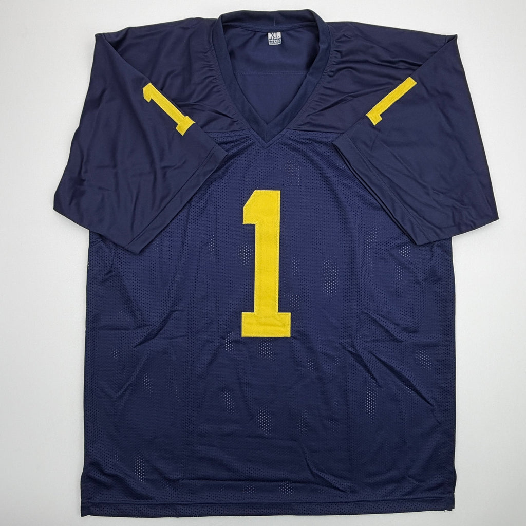 Autographed/Signed Roman Wilson Michigan Blue College Football Jersey Beckett BAS COA