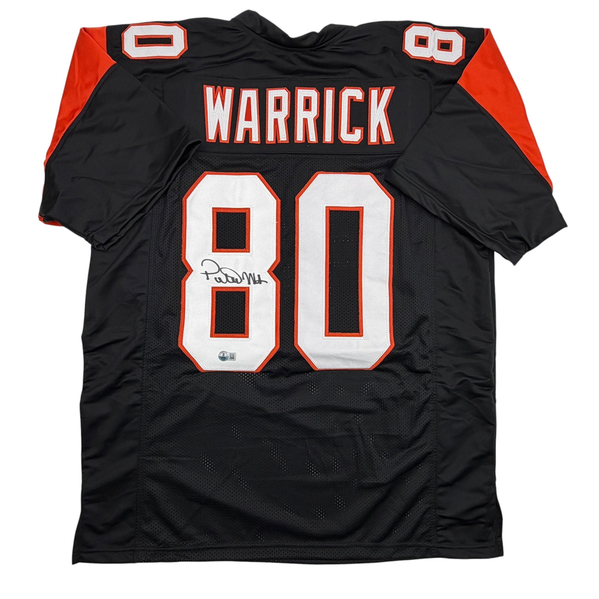 Autographed/Signed Peter Warrick Cincinnati Black Football Jersey Beckett BAS COA