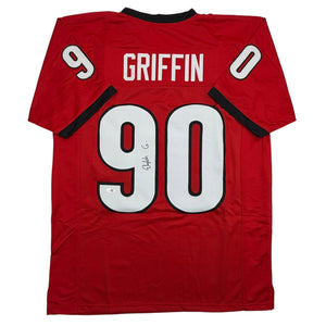 Autographed/Signed Elijah Griffin Georgia Red College Football Jersey JSA COA