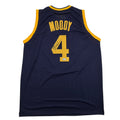 Autographed/Signed Moses Moody Golden State Navy Blue Basketball Jersey Beckett BAS COA