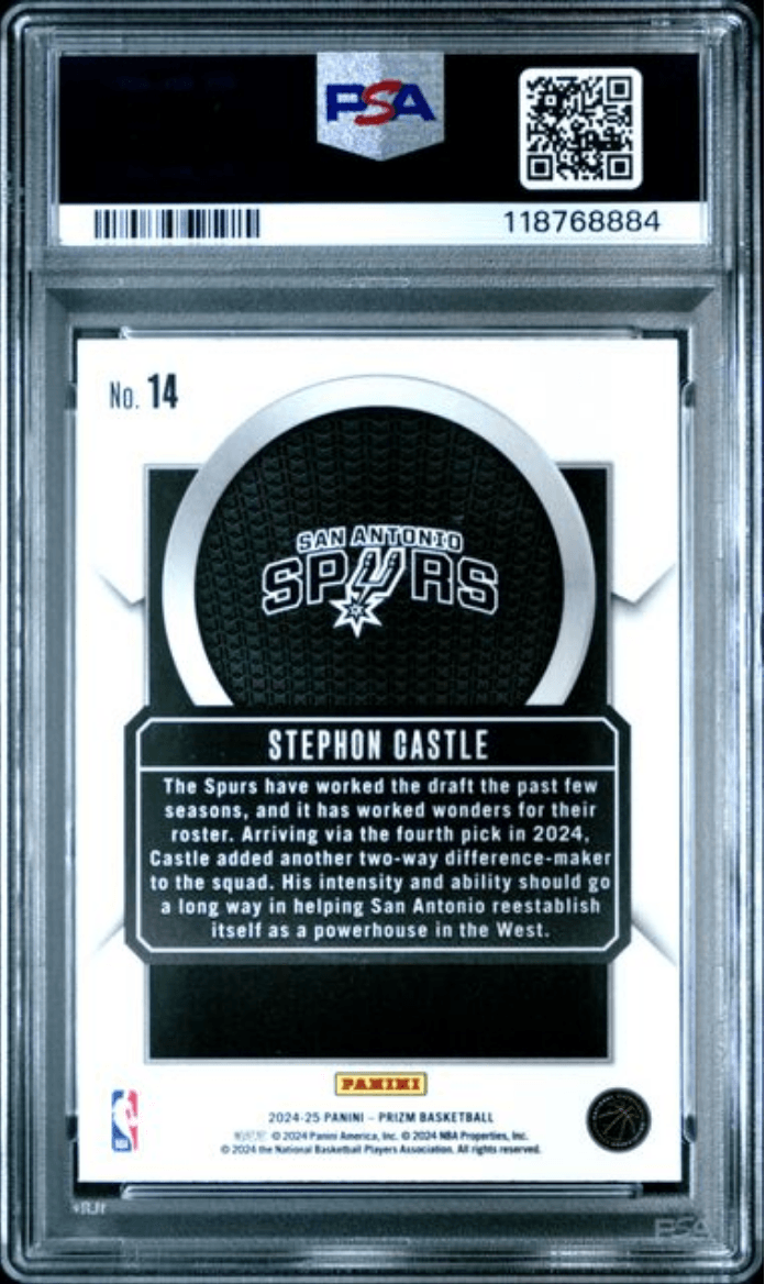 Graded 2024 Panini Prizm Stephon Castle #14 Talisman Rookie RC Basketball Card PSA 10 Gem Mint