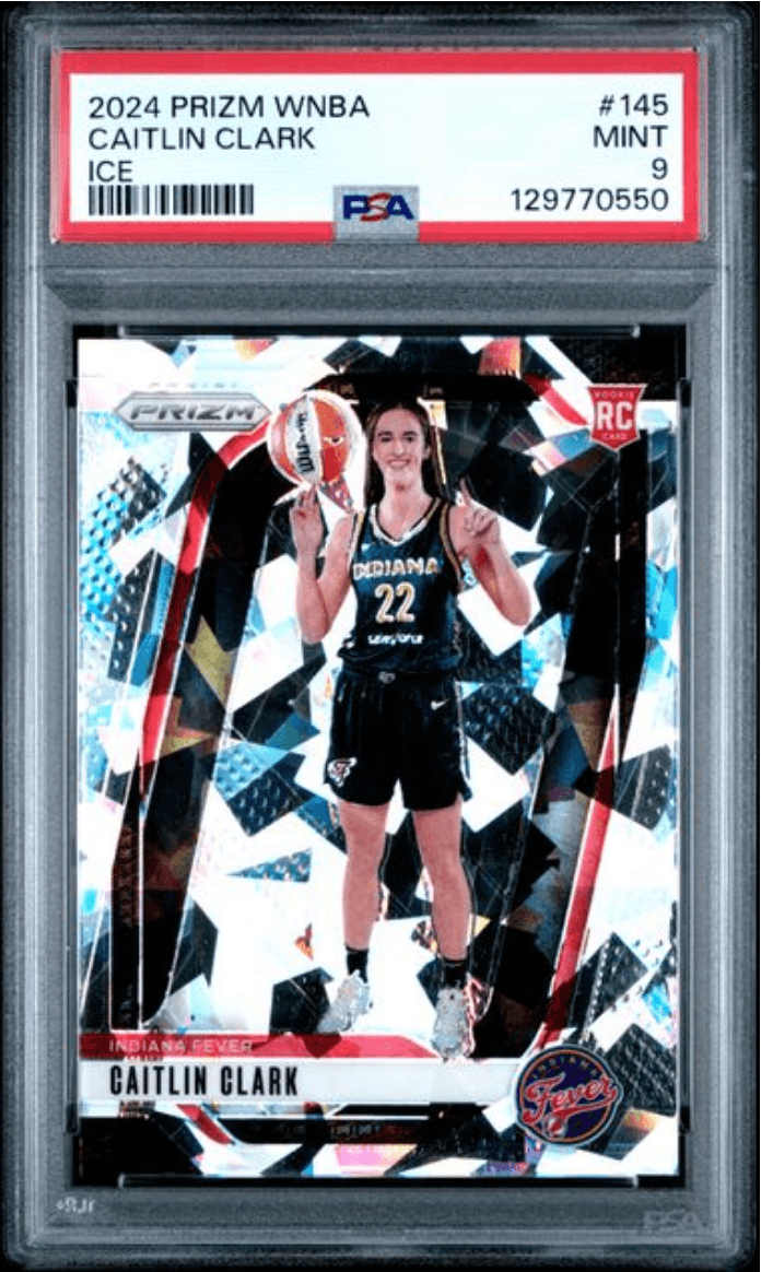 Graded 2024 Panini Prizm WNBA Caitlin Clark #145 Ice Rookie RC Basketball Card PSA 9 Mint