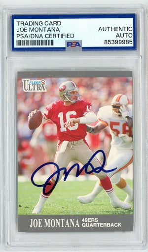 Graded 1991 Fleer Ultra Joe Montana #251 Signed Autographed Football Trading Card PSA/DNA Authentic
