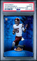 Graded 2024 Topps Finest Jayden Daniels #TF2 Team Finest Blue Refractor /99 Rookie RC Football Card PSA 10 Gem Mint