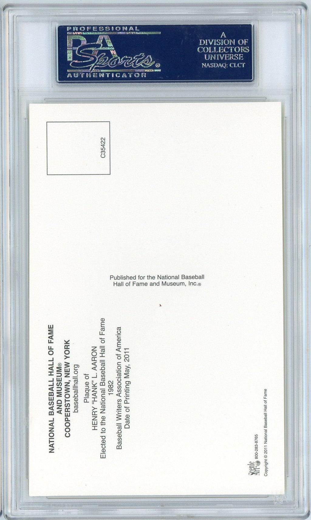 Graded Baseball Hall of Fame Plaque Hank Aaron Signed Autographed Baseball Postcard PSA/DNA Authentic